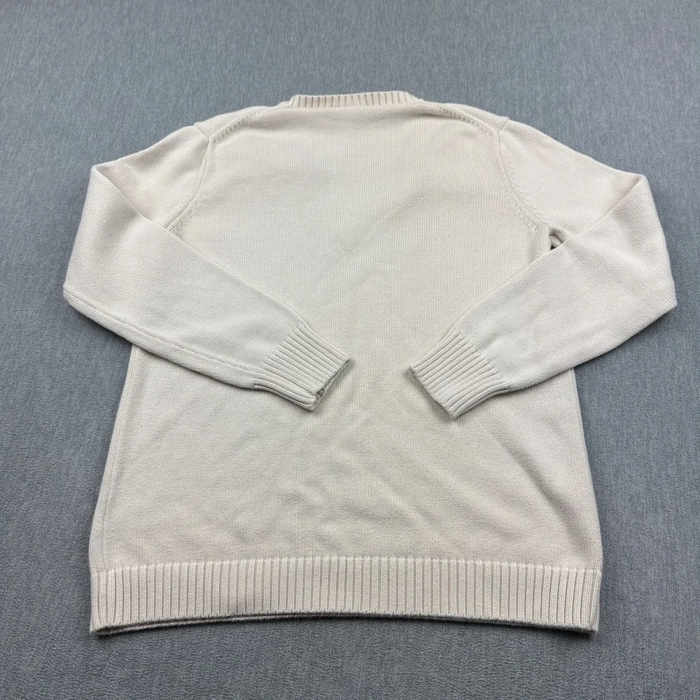 Vintage Lacoste Sweater Mens 46 Small Creme Knit V-Neck Ribbed Pullover Croc - Picture 10 of 11